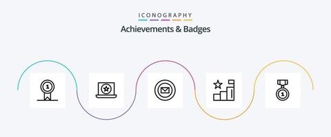 Achievements and Badges Line 5 Icon Pack Including insignia. best. ribbon. positions. analytics vector