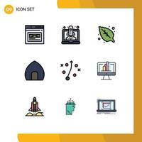 User Interface Pack of 9 Basic Filledline Flat Colors of management historical building startup casa antique building Editable Vector Design Elements