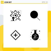 Pack of 4 creative Solid Glyphs of setting customer man research increase Editable Vector Design Elements