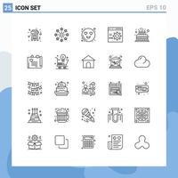 Set of 25 Modern UI Icons Symbols Signs for child party heart programming develop Editable Vector Design Elements