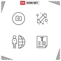 Pack of 4 creative Filledline Flat Colors of camera internet ui left person Editable Vector Design Elements
