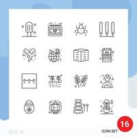 16 Thematic Vector Outlines and Editable Symbols of global tablet virus pills tree Editable Vector Design Elements