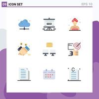 User Interface Pack of 9 Basic Flat Colors of backup sales board retail hand Editable Vector Design Elements