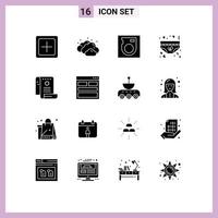 Universal Icon Symbols Group of 16 Modern Solid Glyphs of history romance disk underwear love Editable Vector Design Elements