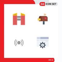 Modern Set of 4 Flat Icons and symbols such as buildings essential mail box letter ui Editable Vector Design Elements