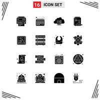 Set of 16 Modern UI Icons Symbols Signs for interior report storage invoice presentation Editable Vector Design Elements