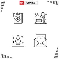 Stock Vector Icon Pack of 4 Line Signs and Symbols for clipboard park flow workflow light Editable Vector Design Elements