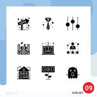 Set of 9 Modern UI Icons Symbols Signs for equation computer controls calculate sound Editable Vector Design Elements