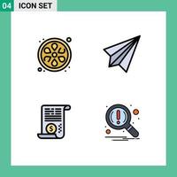 Modern Set of 4 Filledline Flat Colors and symbols such as lemon attachment communication receive finance Editable Vector Design Elements