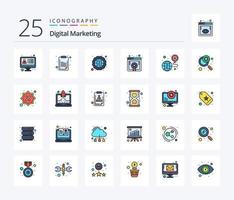 Digital Marketing 25 Line Filled icon pack including location. data management. web. bookmark vector