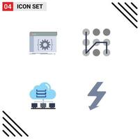 4 Universal Flat Icons Set for Web and Mobile Applications api network developer protection data Editable Vector Design Elements