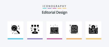 Editorial Design Glyph 5 Icon Pack Including document. idea. grid. document. creative. Creative Icons Design vector