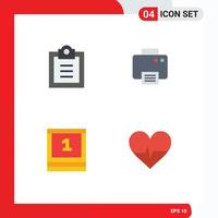 Pack of 4 Modern Flat Icons Signs and Symbols for Web Print Media such as checklist education printer machine beat Editable Vector Design Elements