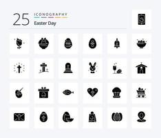 paquete de iconos de glifos sólidos de pascua 25 que incluye celebración. vacaciones. pájaro. Pascua de Resurrección. bola vector