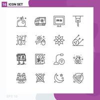 conjunto de 16 iconos modernos de ui símbolos signos para curar medicina van cápsula ropa elementos de diseño vectorial editables vector