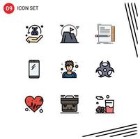 paquete de iconos de vectores de stock de 9 signos y símbolos de línea para teléfonos inteligentes Android programación de teléfonos de montaña elementos de diseño de vectores editables