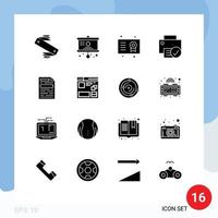 Pack of 16 creative Solid Glyphs of gadget connected presentation computers degree Editable Vector Design Elements