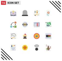 16 User Interface Flat Color Pack of modern Signs and Symbols of office hat percent man idea Editable Pack of Creative Vector Design Elements