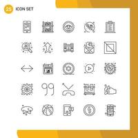 Set of 25 Commercial Lines pack for coding communication shop call coins Editable Vector Design Elements