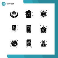 Set of 9 Modern UI Icons Symbols Signs for smart phone medical recycle iv drip Editable Vector Design Elements