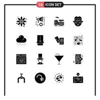 Solid Glyph Pack of 16 Universal Symbols of slide weather quad snow man Editable Vector Design Elements