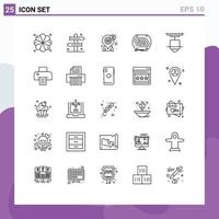 Universal Icon Symbols Group of 25 Modern Lines of pitch convergence dollar concept present Editable Vector Design Elements
