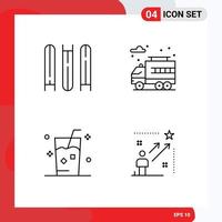 4 Universal Line Signs Symbols of document juice city drink user Editable Vector Design Elements