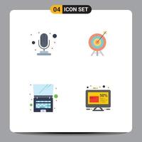 Group of 4 Modern Flat Icons Set for mic technology target board discount Editable Vector Design Elements