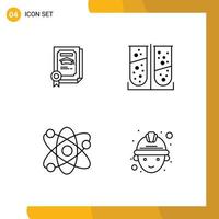 Group of 4 Modern Filledline Flat Colors Set for degree lab graduate lab test atom Editable Vector Design Elements