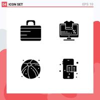 4 Creative Icons Modern Signs and Symbols of bag summer monitor sale education book Editable Vector Design Elements