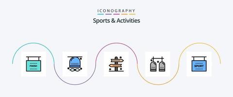 Sports and Activities Line Filled Flat 5 Icon Pack Including gas. diving. hat. activities. game vector