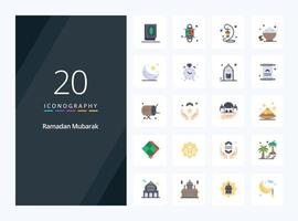 20 Ramadan Flat Color icon for presentation vector