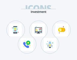 paquete de iconos planos de inversión 5 diseño de iconos. inversión. monedas bancario. dinero. retorno vector