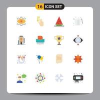 Pictogram Set of 16 Simple Flat Colors of baking fruits gestures fruit dessert Editable Pack of Creative Vector Design Elements