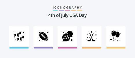 Usa Glyph 5 Icon Pack Including balloons. ice. american ball. hokey. chat bubble. Creative Icons Design vector