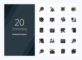 20 Statistical Analysis Solid Glyph icon for presentation vector
