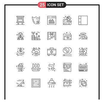 paquete de 25 líneas modernas, signos y símbolos para medios de impresión web, como interfaz segura de usuario de caja, codificación de elementos de diseño de vectores editables