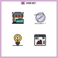 paquete de iconos de vector de stock de 4 signos y símbolos de línea para comprar elementos de diseño de vector editables de concepto de conexión de tienda de alambre