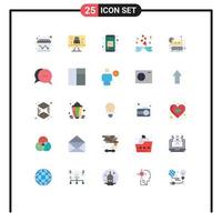 Modern Set of 25 Flat Colors and symbols such as paper paper mobile media type writer heart Editable Vector Design Elements