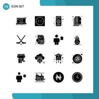 Group of 16 Solid Glyphs Signs and Symbols for color paper technology page device Editable Vector Design Elements