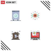 Editable Vector Line Pack of 4 Simple Flat Icons of devices auction equipment symbol court Editable Vector Design Elements