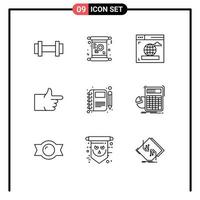 Universal Icon Symbols Group of 9 Modern Outlines of note diary women vote like Editable Vector Design Elements