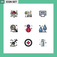 Modern Set of 9 Filledline Flat Colors and symbols such as eight march search park research key Editable Vector Design Elements