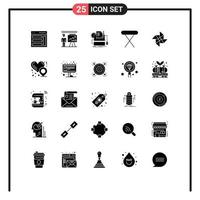 25 User Interface Solid Glyph Pack of modern Signs and Symbols of iron appliances businessman keyboard computer Editable Vector Design Elements