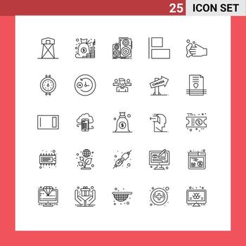 Editable Vector Line Pack of 25 Simple Lines of left align money studio monitor Editable Vector Design Elements