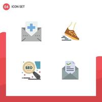 User Interface Pack of 4 Basic Flat Icons of disease running mail leg seo Editable Vector Design Elements