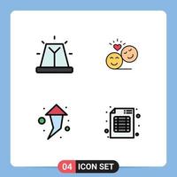 4 Filledline Flat Color concept for Websites Mobile and Apps alert arrow siren smiley faces up Editable Vector Design Elements