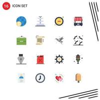 Mobile Interface Flat Color Set of 16 Pictograms of shop open minus food shop Editable Pack of Creative Vector Design Elements