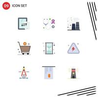 Group of 9 Flat Colors Signs and Symbols for hour minus factory e cart Editable Vector Design Elements