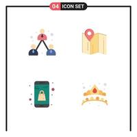 Set of 4 Modern UI Icons Symbols Signs for business plain modern pin online app Editable Vector Design Elements